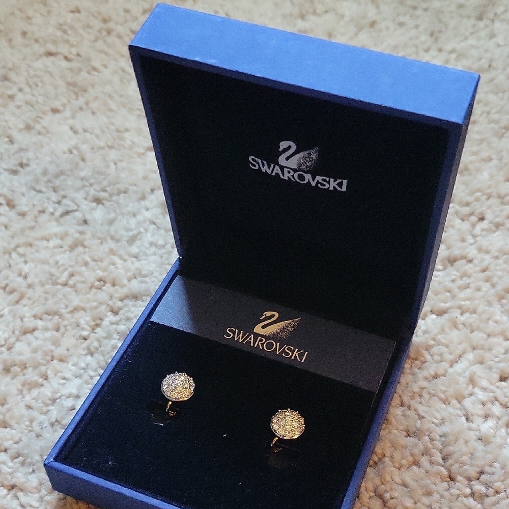 Swarovski Gold Crystal Clip On Earrings